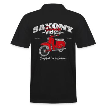 Saxony Vibes - Grimma Vibes - Schwalbe - Moped - Männer Poloshirt - Schwarz - Hinten - Kai (181cm)