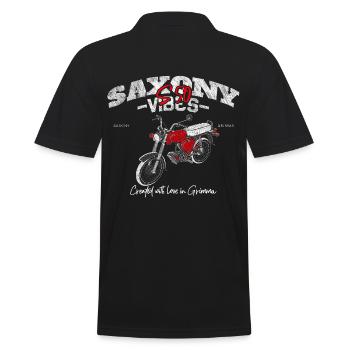 Saxony Vibes - Grimma Vibes - S50 - S51 - Simson - Männer Poloshirt - Schwarz - Hinten - Kai (181cm)