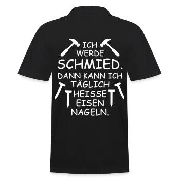 Schmied - Männer Poloshirt - Schwarz - Hinten - Kai (181cm)