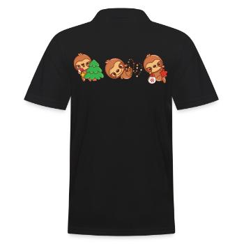 Lustige Faultier-Weihnachten. Xmas Slothy - Männer Poloshirt - Schwarz - Hinten - Kai (181cm)