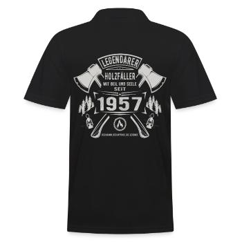 Legendärer Holzfäller Geboren 1957 Geschenk - Männer Poloshirt - Schwarz - Hinten - Kai (181cm)