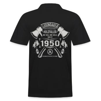Legendärer Holzfäller Geboren 1950 Geschenk - Männer Poloshirt - Schwarz - Hinten - Kai (181cm)