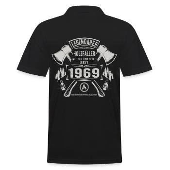 Legendärer Holzfäller Geboren 1969 Geschenk - Männer Poloshirt - Schwarz - Hinten - Kai (181cm)