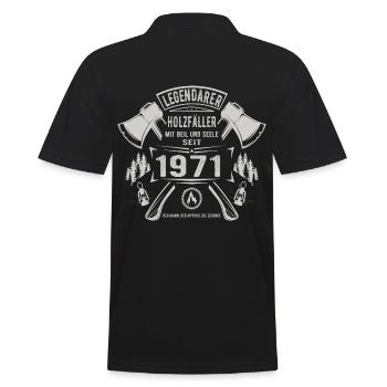Legendärer Holzfäller Geboren 1971 Geschenk - Männer Poloshirt - Schwarz - Hinten - Kai (181cm)