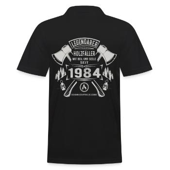 Legendärer Holzfäller Geboren 1984 Geschenk - Männer Poloshirt - Schwarz - Hinten - Kai (181cm)