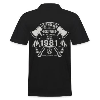 Legendärer Holzfäller Geboren 1981 Geschenk - Männer Poloshirt - Schwarz - Hinten - Kai (181cm)