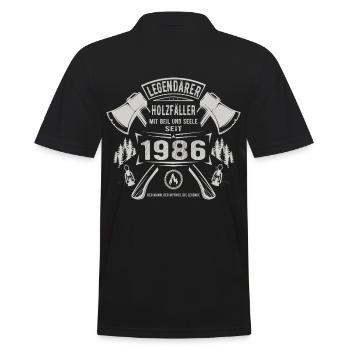 Legendärer Holzfäller Geboren 1986 Geschenk - Männer Poloshirt - Schwarz - Hinten - Kai (181cm)
