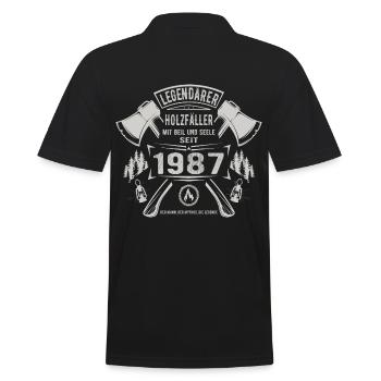 Legendärer Holzfäller Geboren 1987 Geschenk - Männer Poloshirt - Schwarz - Hinten - Kai (181cm)