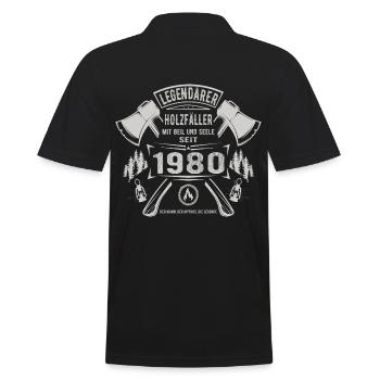 Legendärer Holzfäller Geboren 1980 Geschenk - Männer Poloshirt - Schwarz - Hinten - Kai (181cm)