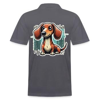 Süßer Dackel Comic Stil Teckel Hund - Männer Poloshirt - Anthrazit - Hinten - Nico (186cm)