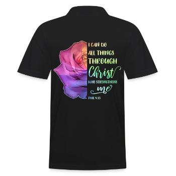 I Can Do All Things Through Christ LGBT Jesus - Männer Poloshirt - Schwarz - Hinten - Kai (181cm)
