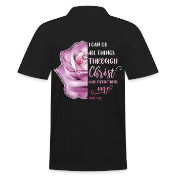 I Can Do All Things Through Christ LGBT Jesus - Männer Poloshirt - Schwarz - Hinten - Kai (181cm)