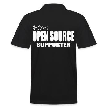 LUZILLION CODER COUTURE, OPEN SOURCE SUPPORTER - Männer Poloshirt - Schwarz - Hinten - Kai (181cm)