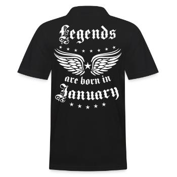 01 Legends are born in January Birthday Geburtstag - Männer Poloshirt - Schwarz - Hinten - Kai (181cm)