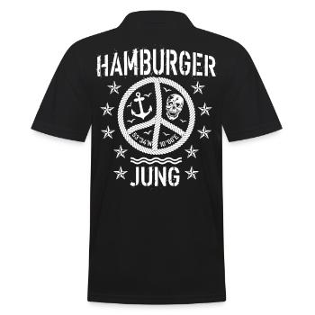 96 Hamburger Jung Peace Friedenszeichen Seil - Männer Poloshirt - Schwarz - Hinten - Kai (181cm)