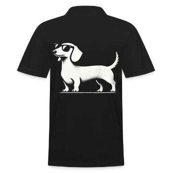 Dackel mit Sonnenbrille Teckel Silhouette Hund - Männer Poloshirt - Schwarz - Hinten - Kai (181cm)