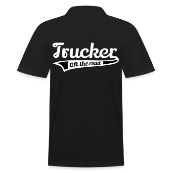 Trucker on road Truck LKW Fahrer Fernfahrer Spruch - Männer Poloshirt - Schwarz - Hinten - Kai (181cm)
