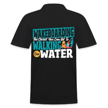Wasserski, Sport, Wassersport, Wakeboarden - Männer Poloshirt - Schwarz - Hinten - Kai (181cm)