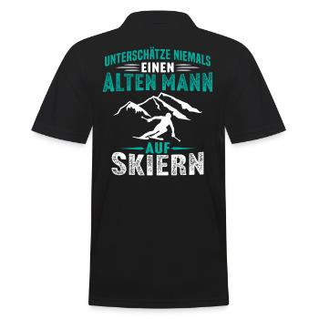 alten mann auf skiern skifahren - Männer Poloshirt - Schwarz - Hinten - Kai (181cm)