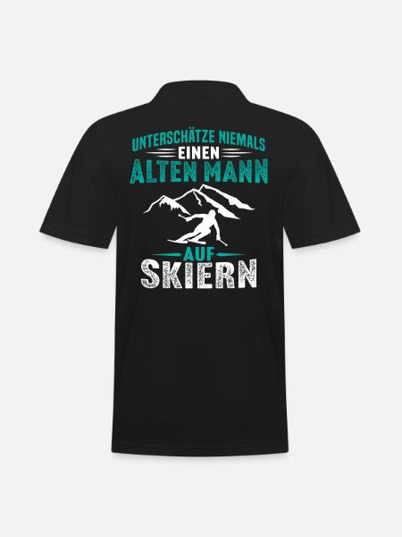 alten mann auf skiern skifahren - Männer Poloshirt - Schwarz