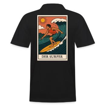 The Surfer Mural with Sunlight - Men's Polo Shirt - black - Back - Kai (181cm)