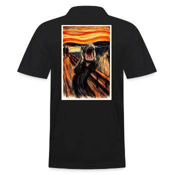 Screaming Hippo - weirdpeoplelovethis. - Männer Poloshirt - Schwarz - Hinten - Kai (181cm)