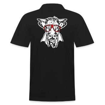 Vache à lunettes boeuf taureau pâturage animal Wilsigns - Polo Homme - noir - Dos - Kai (181cm)
