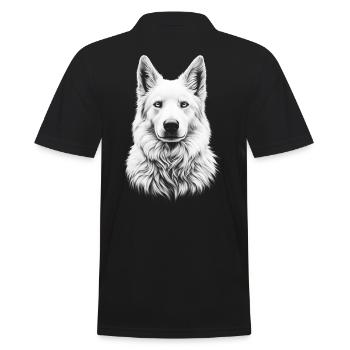 Berger Blanc Suisse Portrait White Shepherd - Men's Polo Shirt - black - Back - Kai (181cm)