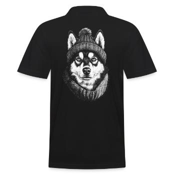 Husky bobble chapeau Sibérien Husky chien chien - Polo Homme - noir - Dos - Kai (181cm)