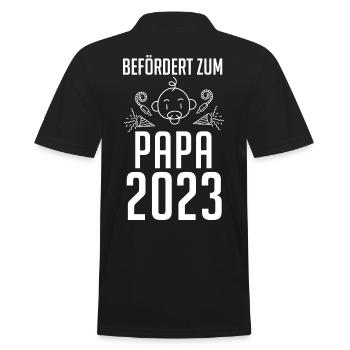 Vater 2023 Schwanger Werdender Papa - Männer Poloshirt - Schwarz - Hinten - Kai (181cm)