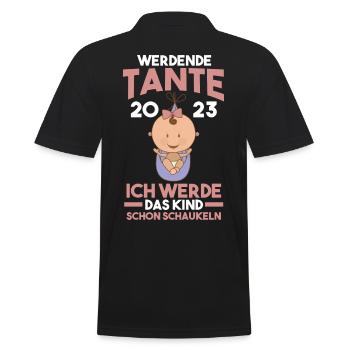 Tante 2023 Schwangerschaft Schwanger Werdende Tant - Männer Poloshirt - Schwarz - Hinten - Kai (181cm)