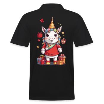 Noël festif de licorne avec cadeaux - Polo Homme - noir - Dos - Kai (181cm)