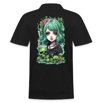 Gothic Poison Girl Anime Cocktail Mystik Design - Männer Poloshirt - Schwarz - Hinten - Kai (181cm)