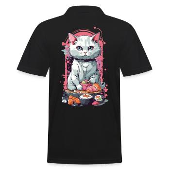 Kawaii chats Sushi Goth Pastel amoureux - Polo Homme - noir - Dos - Kai (181cm)
