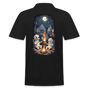 Halloween Mummy Camping Campfire Cartoon - Men's Polo Shirt - black - Back - Kai (181cm)