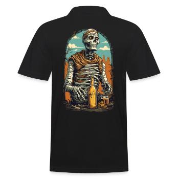 Mumie Skelett Bier Halloween Retro Design - Männer Poloshirt - Schwarz - Hinten - Kai (181cm)