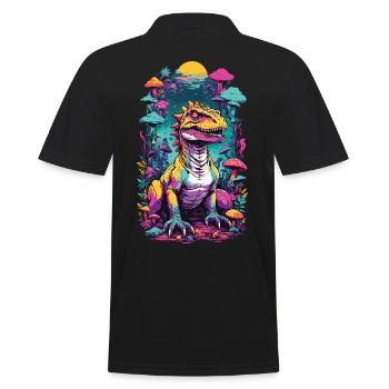 Psychedelic Mushroom Dino Aesthetic Festival Design - Men's Polo Shirt - black - Back - Kai (181cm)