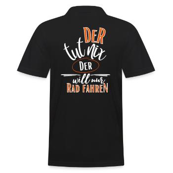 Fahrrad Spruch-Der tut nix der will nur Rad fahren - Männer Poloshirt - Schwarz - Hinten - Kai (181cm)