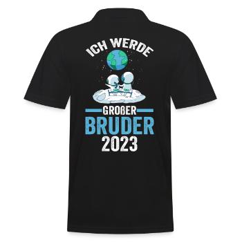 Astronauten 2023 Bruder - Männer Poloshirt - Schwarz - Hinten - Kai (181cm)
