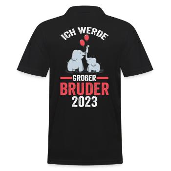 Elefanten 2023 Bruder - Männer Poloshirt - Schwarz - Hinten - Kai (181cm)
