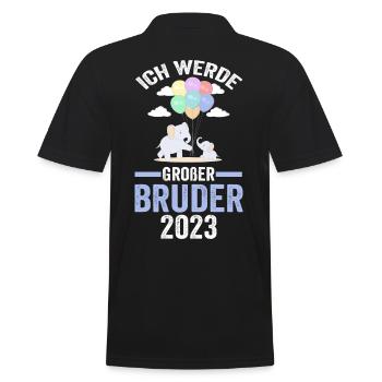 Elefanten 2023 Bruder - Männer Poloshirt - Schwarz - Hinten - Kai (181cm)