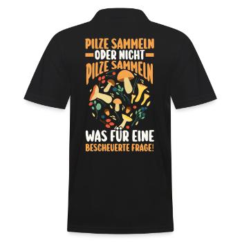 Pilz Pilze Pilzjäger Pilzsammler - Männer Poloshirt - Schwarz - Hinten - Kai (181cm)