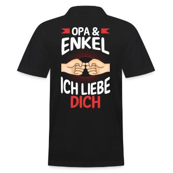 Großvater Opa und Enkel - Männer Poloshirt - Schwarz - Hinten - Kai (181cm)