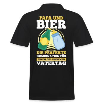 Papa Bier Vater Vatertag - Männer Poloshirt - Schwarz - Hinten - Kai (181cm)
