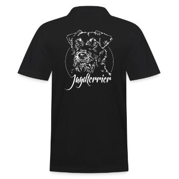 JAGDTERRIER Portrait Wilsigns Hunde Jagdhunde - Männer Poloshirt - Schwarz - Hinten - Kai (181cm)