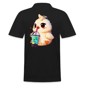 Cute chicken with soft drink - Men's Polo Shirt - black - Back - Kai (181cm)