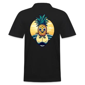 Ananas kawaii au coucher du soleil - Polo Homme - noir - Dos - Kai (181cm)