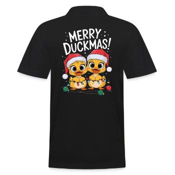 Duck Christmas Farm Ducks Merry Duckmas - Men's Polo Shirt - black - Back - Kai (181cm)