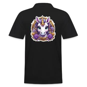 Licorne avec des Roses colorées - Licorne douce - Polo Homme - noir - Dos - Kai (181cm)