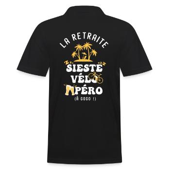 Velo humour retraite sieste vélo apéro - Polo Homme - noir - Dos - Kai (181cm)
